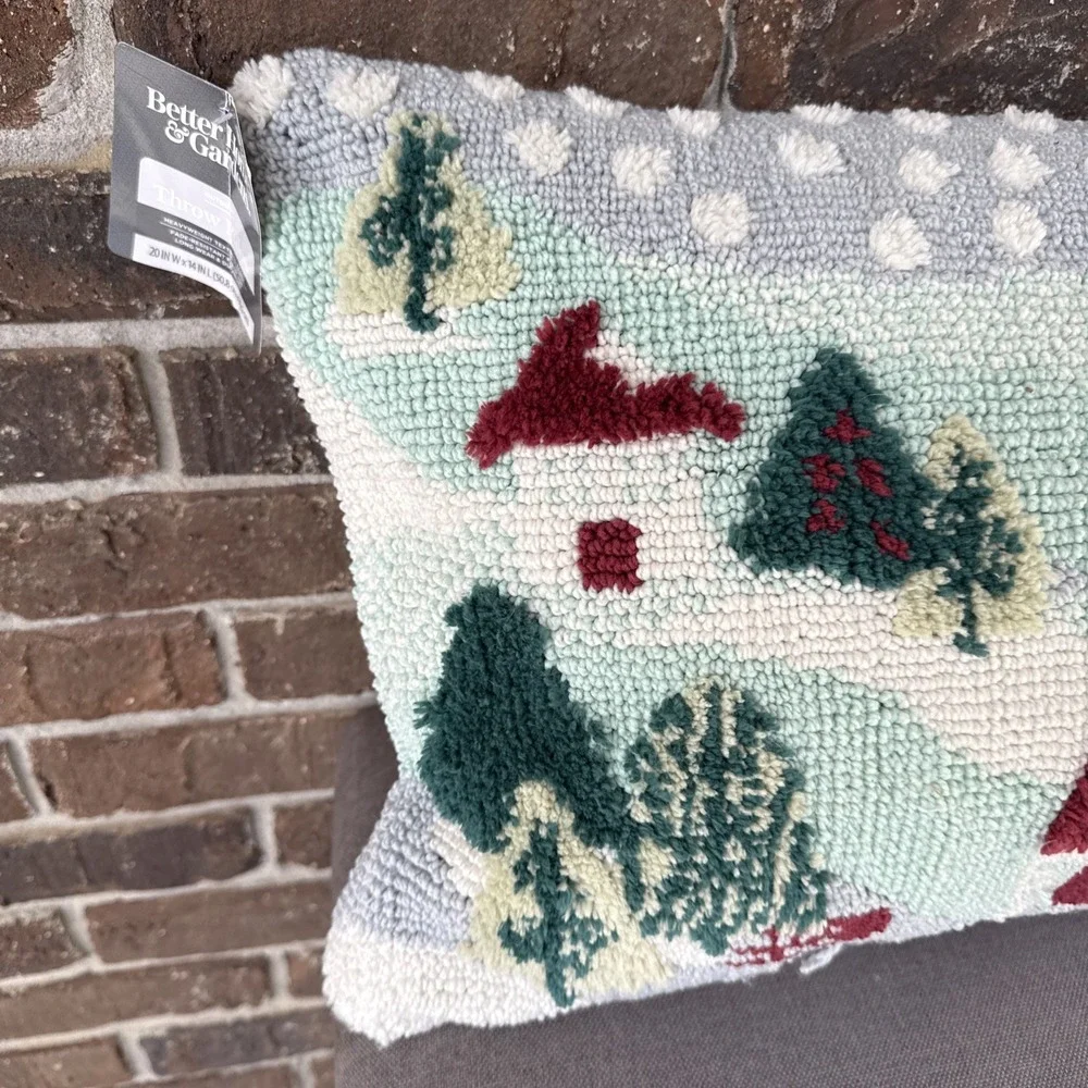 Better Homes & Garden Holiday Village‎ Outdoor Throw Pillow 14x20  Raised Loop